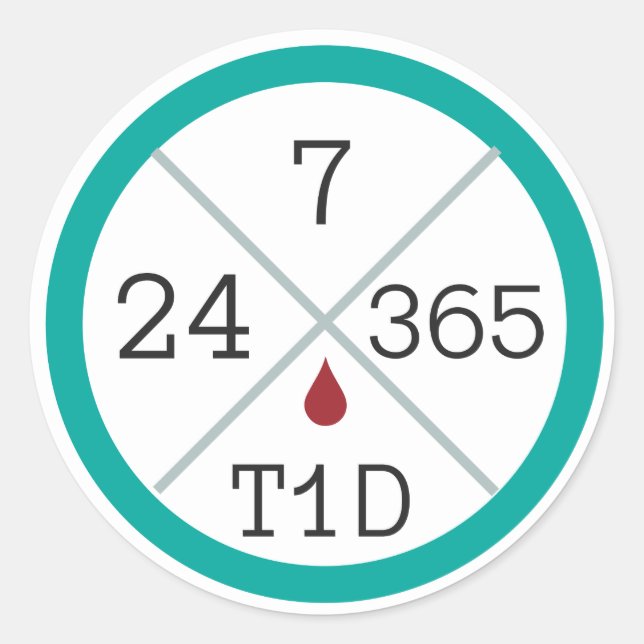 24/7/365 T1D Life Sticker (Front)