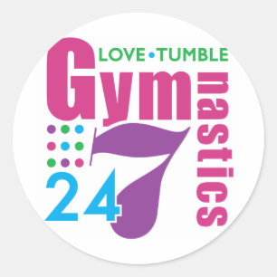 24/7 Gymnastics Classic Round Sticker