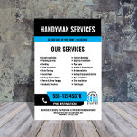 24/7 Handyman & Plumbing Services BLACK BLUE Flyer<br><div class="desc">Promote your 24-hour handyman or plumbing services with this bold, customisable flyer designed to grab attention fast. Featuring your phone number in a high-visibility layout and a clear 24/7 icon, it instantly signals emergency availability. All colours and text are fully editable, so you can match your brand and highlight key...</div>