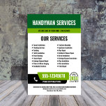 24/7 Handyman & Plumbing Services BLACK GREEN Flyer<br><div class="desc">Promote your 24-hour handyman or plumbing services with this bold, customisable flyer designed to grab attention fast. Featuring your phone number in a high-visibility layout and a clear 24/7 icon, it instantly signals emergency availability. All colours and text are fully editable, so you can match your brand and highlight key...</div>