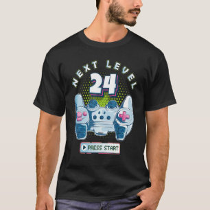 24 Birthday Gamer Next Level 24 Gaming Controller T-Shirt
