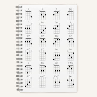 24 Common Ukulele Chords Chart - Uke Cheat Sheet P Notebook