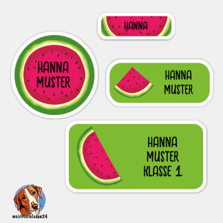 24 Cute Watermelon Kids Name Labels waterproof