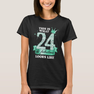 24 & Fabulous I Turquoise Black Party Group Photo T-Shirt