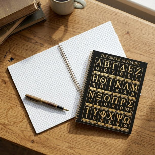 24 Greek Alphabet Letters in Order Writing Gift Notebook