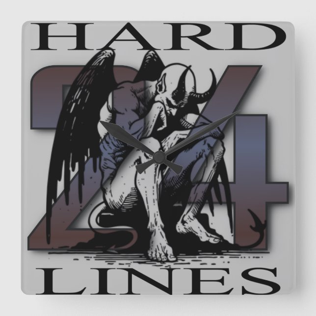 24 Hard Lines Wall Clock — Fallen Demon Design (Front)