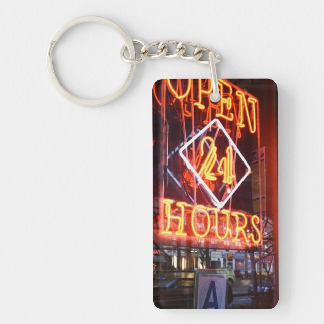 24 Hour Diner New York City NYC Neon Sign Photo Key Ring (Front)
