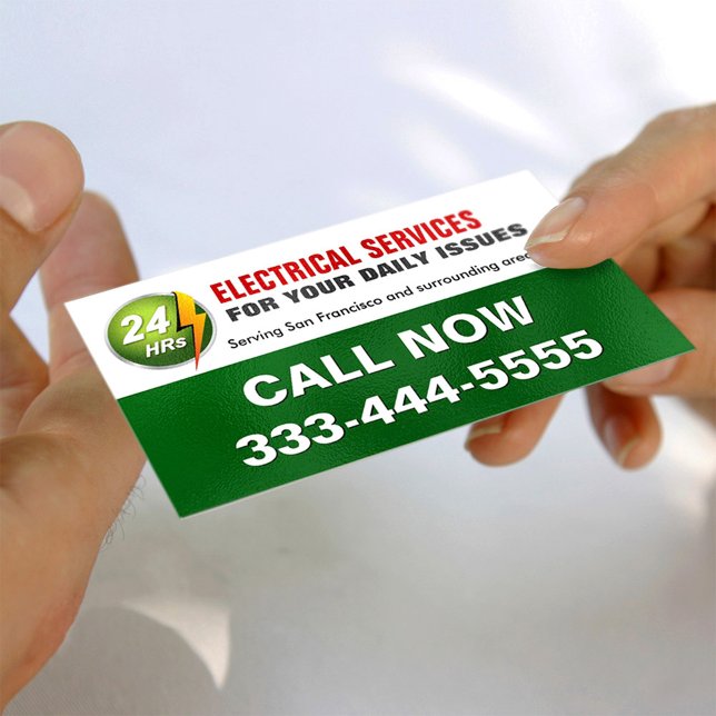 24 Hour Electrician Electrical Power Lighting Business Card (Creator Uploaded)