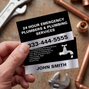 24 HOUR EMERGENCY PLUMBERS & PLUMBING SERVICES BUSINESS CARD