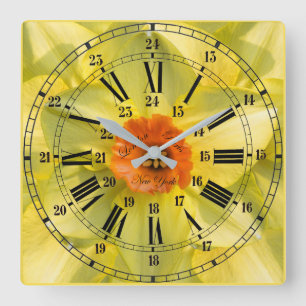 24 Hour Flower Square Wall Clock