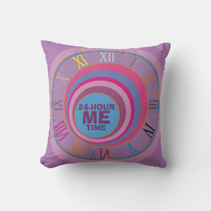 24-Hour ME Time pink purple blue self-care clock  Cushion
