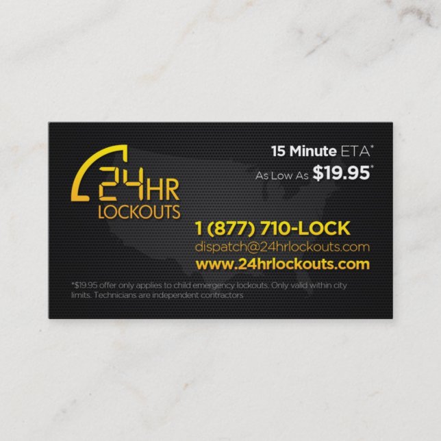 24 Hr Lockouts Business Card (Front)