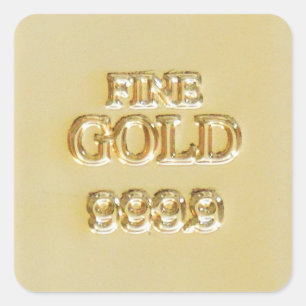 24 Karat Gold Bullion Bar Square Sticker