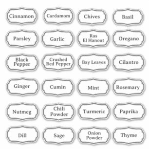 24 kitchen herbs and spices modern labels stickers