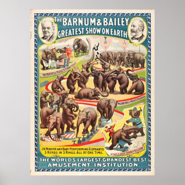 24 Monster and Baby Performing Elephants Poster (Front)