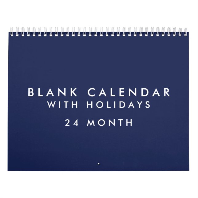 24 Months Blank Blue Calendar With Holidays (Cover)