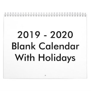 24 Months Blank Calendar 2019 - 2020 With Holidays