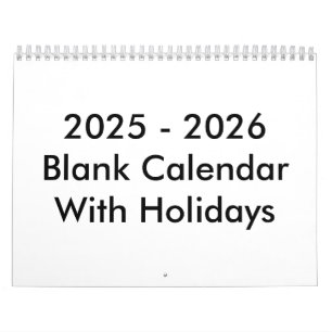 24 Months Blank Calendar 2025 - 2026 With Holidays