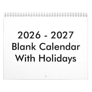 24 Months Blank Calendar 2026-2027 With Holidays