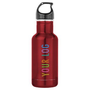 24 oz Red Water Bottle with Business Logo Printed