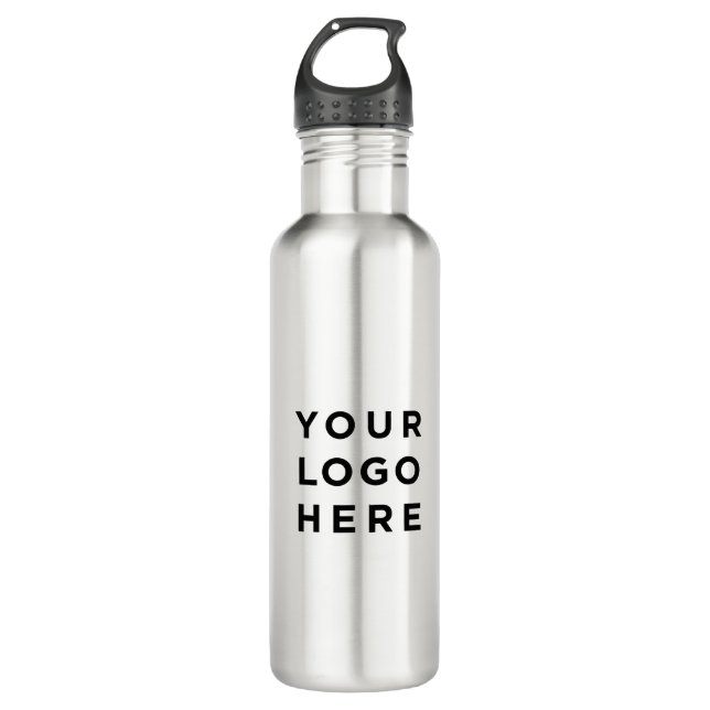 24 oz Stainless Steel Water Bottle with Your Logo (Front)
