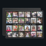 24 Photo Collage Family Name - black fridge magnet<br><div class="desc">A 24 photo grid with plenty of room for many photos and custom text. Add your favourite pics to this fun template. You can use square photos or any photos for this grid. For best results, crop your photos into squares before uploading. If you would like to change the colours...</div>