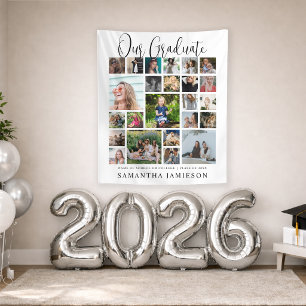 24 Photo Collage Graduation Welcome Tapestry