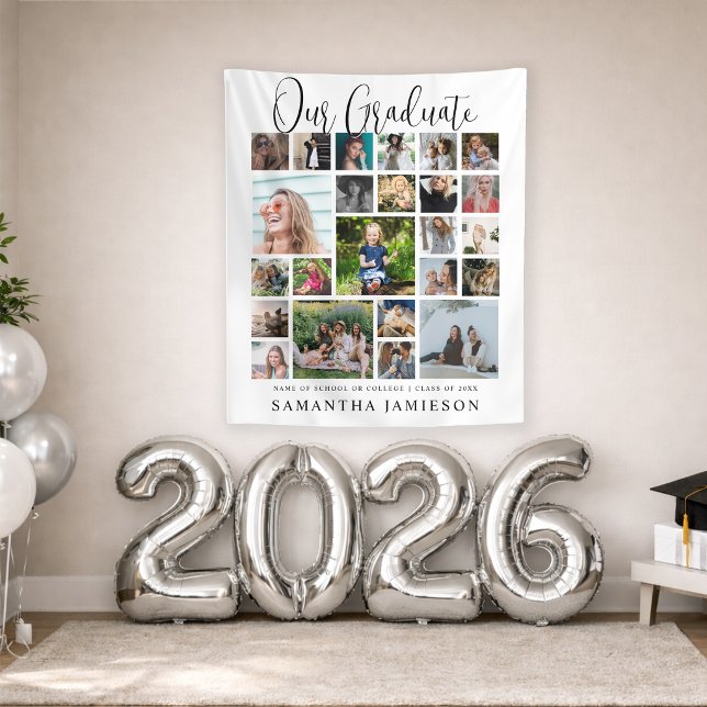 24 Photo Collage Graduation Welcome Tapestry (Creator Uploaded)