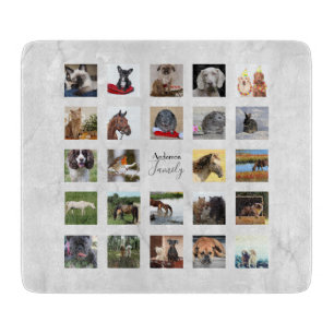 24 PHOTO COLLAGE Marble Look Wedding Gift Cutting Board