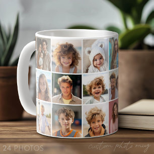 24 Photo Collage - Minimal Grid White Coffee Mug