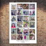 24 Photo Collage Montage - Modern Family Poster<br><div class="desc">Add your favorite photos to make a modern photography poster. Room for 24 photos.  The background is white.
For best results,  crop your photos into squares before uploading. All the colors can be changed in the advanced design area.</div>