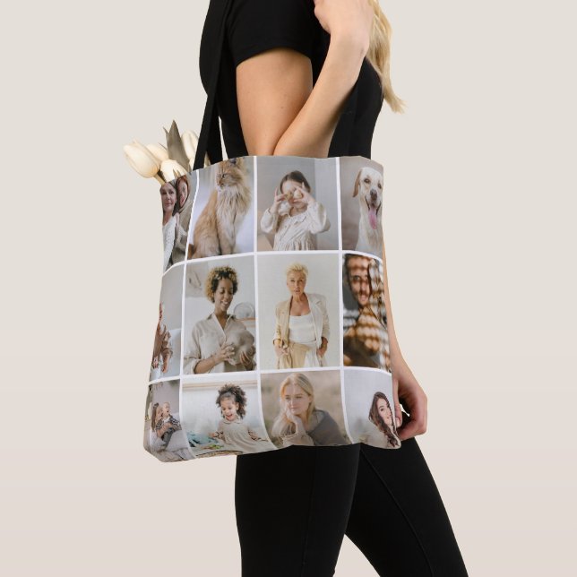 24 Photo collage template personalised Tote Bag (Close Up)