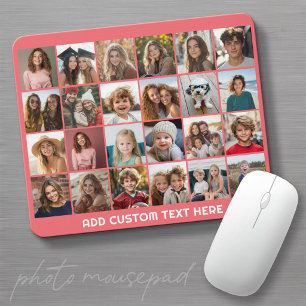 24 Photo Collage with Custom Text Mouse Mat