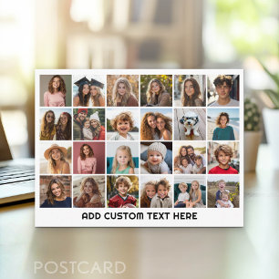 24 Photo Collage with Custom Text Postcard