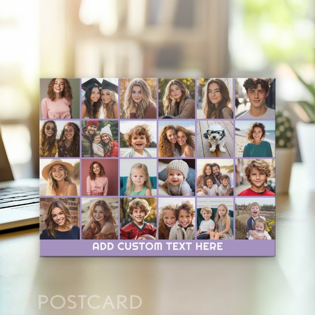 24 Photo Collage with Custom Text Postcard (Photo Postcard - Customize with your favorite photos)