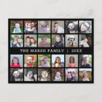 24 Photo Collage with Family Name Date - black