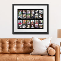 24 Photo Collage with Family Name Date - black