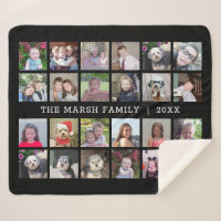 24 Photo Collage with Family Name Date - black