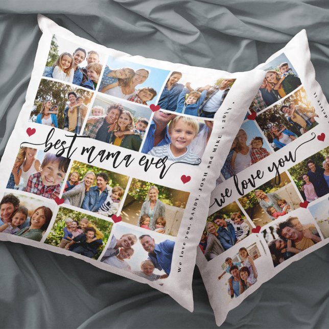 24 photo collage with text  best mum double sided cushion (Creator Uploaded)