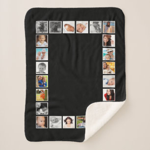 24 Photo DIY Collage Personalised Sherpa Blanket
