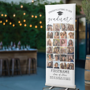 24 Photo - Graduation Modern Minimal White Retractable Banner