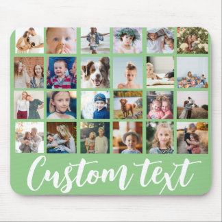 24 photo grid collage custom text trendy mouse mat
