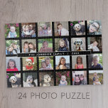24 Photo Template Collage with Custom Text Jigsaw Puzzle<br><div class="desc">A template with 24 photos. For best results,  use square cropped photos. To change the background colour,  click on the customise option and choose a new background colour.</div>