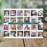 24 Photo Template Collage with Custom Text Postcard<br><div class="desc">A template with 24 photos. For best results,  use square cropped photos. To change the background colour,  click on the customise option and choose a new background colour.</div>