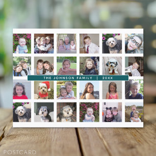 24 Photo Template Collage with Custom Text Postcard