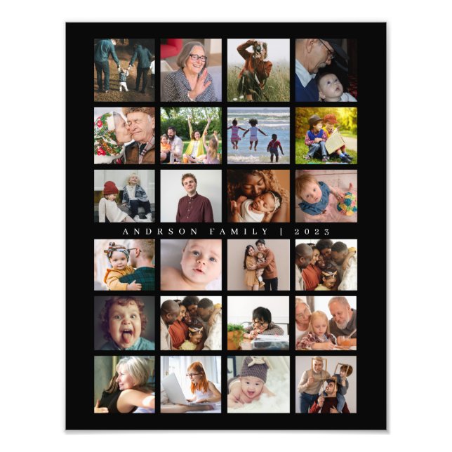 24 Photo Template Collage with Custom Text Poster (Front)