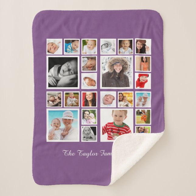 24 photographs Photo Collage Personalised Sherpa Blanket (Front)
