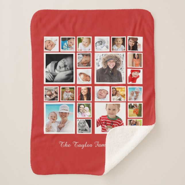24 photographs Photo Collage Personalised Sherpa Blanket (Front)