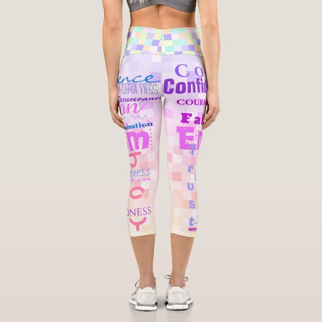24 positive traits Human Qualities custom Capri Leggings (Back)