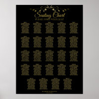 24 Table Chic Gold & Black Wedding Seating Chart